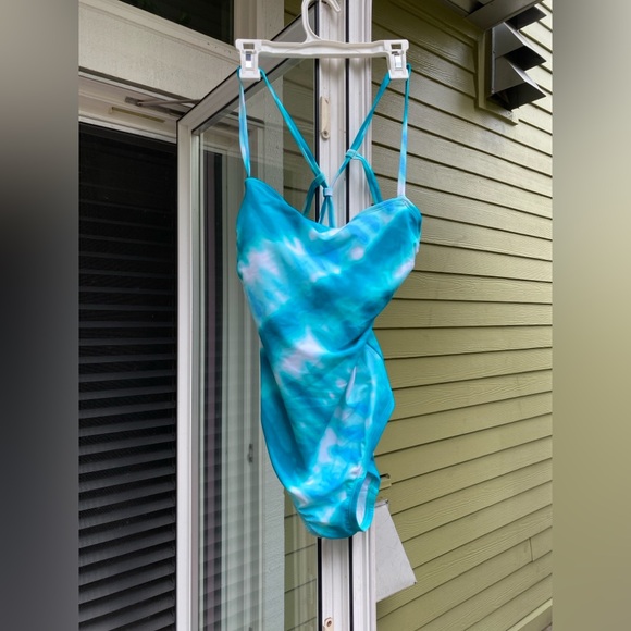 Kona Sol Blue and White One Piece Swimsuit - Picture 1 of 6